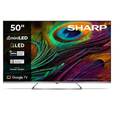 Sharp 4K QLED MiniLED TV | 50JP7265E | 50 | Smart TV | Google TV | UHD | Silver