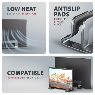 AXAGON STND-VG vertical stand for laptops and tablets | Adjustable width | 10-17.3 " | Grey