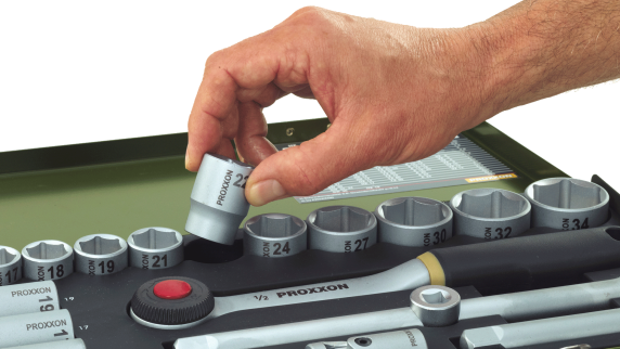 Proxxon | Socket and Ratchet Set, 3 / 8" | 65 pc(s)