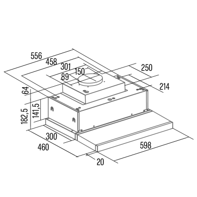 CATA Hood | TFH 6830 GBK | Telescopic | Energy efficiency class A+++ | Width 60 cm | 795 m³ / h | Electronic | LED | Black Glass