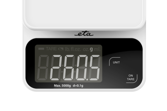 ETA Kitchen Scale | Popi 677090000 | Maximum weight (capacity) 5 kg | Graduation 1 g | Display type LCD | White