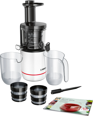 Bosch MESM500W VitaExtract Slow Juicer, 150 W, Capacity 1 L, Black / White