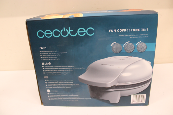 SALE OUT. Cecotec Fun Gofrestone 3in1 Waffle maker | Cecotec Waffle Maker | Fun Gofrestone 3in1 | 700 W | Number of pastry 3 | Waffle / Muffin / Donut | White | MISSING DOUGHTSNUTS INTERCHANGEABLE PLATE