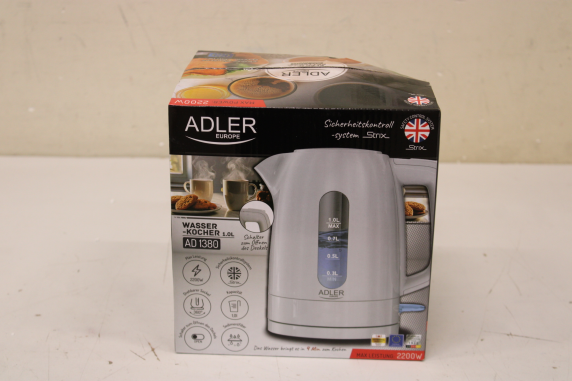 SALE OUT. Adler AD 1380w Electric kettle, Plastic, 1 L, White | Adler Kettle | AD 1380w | Electric | 2200 W | 1 L | Polypropylene | 360° rotational base | White | DAMAGED PACKAGING
