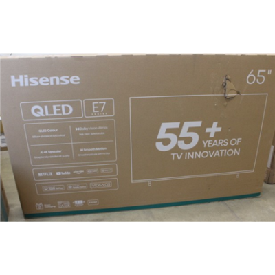 РАСПРОДАЖА. Hisense UHD QLED Смарт ТВ  |  65E7Q  |  65"  |  Смарт ТВ  |  VIDAA OS  |  UHD  |  Черный  |  УПАКОВКА С ПОВРЕЖДЕНИЯМИ