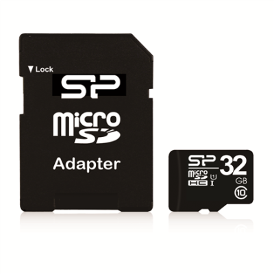 Silicon Power  |  32 GB  |  MicroSDHC  |  Flash memory class 10  |  SD adapter