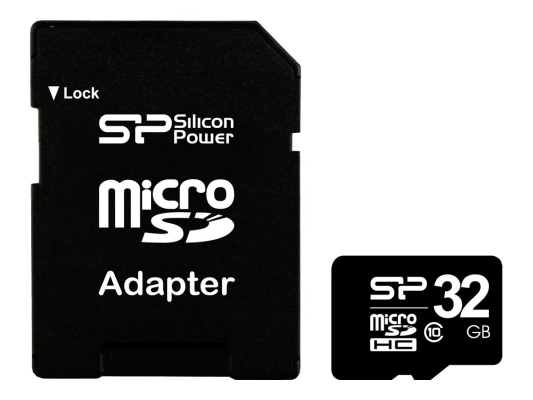 Silicon Power  |  32 GB  |  MicroSDHC  |  Flash memory class 10  |  SD adapter
