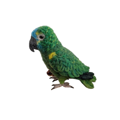 Felted Wool Amazon Parrot Sculpture, Handmade