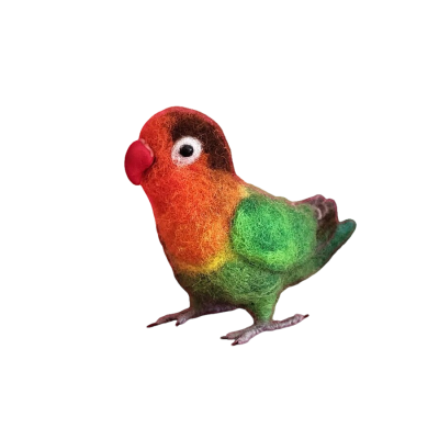 Felted Wool Fisher’s Lovebird Sculpture, Handmade