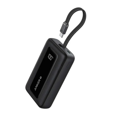 Anker  |  Power Bank with Built-In USB-C Cable  |  A1689H11  |  20000 mAh  |  30W Output  |  Black