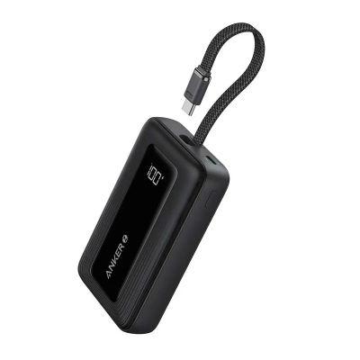 Anker  |  Power Bank with Built-In USB-C Cable  |  A1689H11  |  20000 mAh  |  30W Output  |  Black