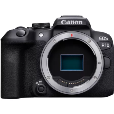 Canon  |  D.CAM EOS R10 Mirrorless Camera Body  |  Megapixel 24.2 MP  |  Image stabilizer  |  ISO sensitivity (max) 32000  |  Wi-Fi  |  Video recording  |  Manual  |  CMOS  |  Black
