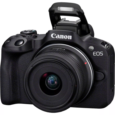 Canon  |  EOS R50 + RF-S 18-45mm F4.5-6.3 IS STM (SIP)  |  Megapixel 24.2 MP  |  Image stabilizer  |  ISO sensitivity (max) 32000  |  Display diagonal 2.95 "  |  Wi-Fi  |  Video recording  |  Automatic, manual  |  CMOS  |  Black