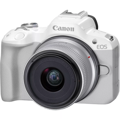 Canon  |  EOS R50 WH + RF-S 18-45 mm F4.5-6.3 IS STM (SIP)  |  24.2MP  |  ISO 32000  |  Wi-Fi  |  2.95" дисплей  |  Белый