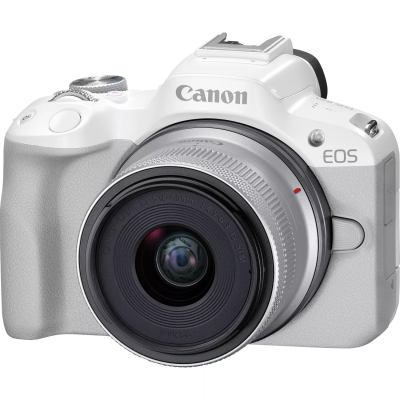 Canon  |  EOS R50 WH + RF-S 18-45 mm F4.5-6.3 IS STM (SIP)  |  24.2MP  |  ISO 32000  |  Wi-Fi  |  2.95" дисплей  |  Белый