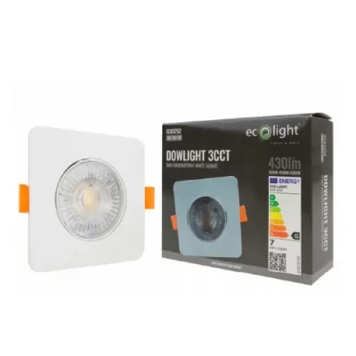LED recessed light 3W, 5W, 7W, 3000K, 4000K, 6500K, 430 lm, 60°, white, square shape