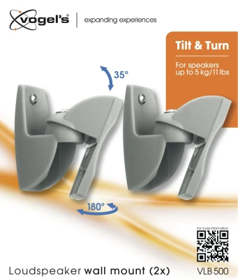 Vogels  |  Loundspeaker Mount  |  VLB500  |  Turn, Tilt  |  Maximum weight (capacity) 5 kg  |  Silver