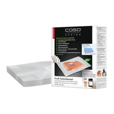 Caso  |  Foil Bags  |  01219  |  50 units  |  Dimensions (W x L) 20 x 30 cm  |  Ribbed