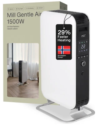 Mill  |  Sildītājs  |  AB-H1500DN  |  Eļļas pildīts radiatora  |  1500 W  |  Jaudas līmeņu skaits 3  |  Piemērots telpām līdz 16-24 m²  |  Balts