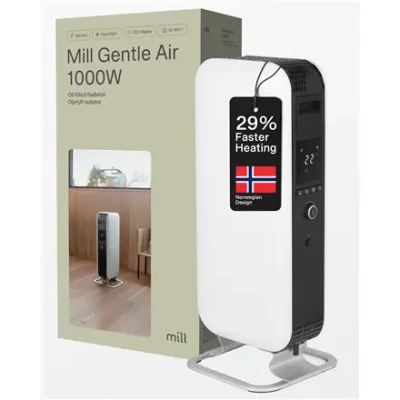 Mill  |  Heater  |  AB-H1000DN  |  Oil Filled Radiator  |  1000 W  |  Number of power levels 3  |  Suitable for rooms up to 12-16 m³  |  White