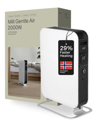 Mill  |  Heater  |  AB-H2000DN  |  Oil Filled Radiator  |  2000 W  |  Number of power levels 3  |  Suitable for rooms up to 24-34 m³  |  White