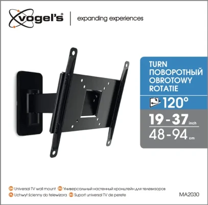 Vogels  |  Wall mount  |  MA2030-A1  |  Full motion  |  19-40 "  |  Maximum weight (capacity) 15 kg  |  Black