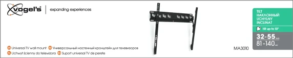Vogels  |  Wall mount  |  MA3010-A1  |  Tilt  |  32-55 "  |  Maximum weight (capacity) 40 kg  |  Black