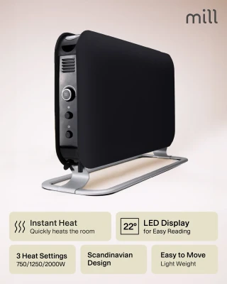 Mill  |  Heater  |  SG2000LED  |  Convection Heater  |  2000 W  |  Number of power levels 3  |  Suitable for rooms up to 5-20 m²  |  Black