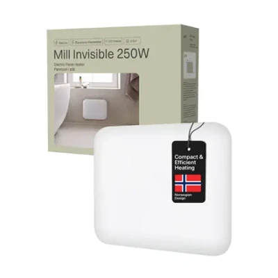 Mill  |  Heater  |  IB250 Steel  |  Panel Heater  |  250 W  |  Number of power levels 1  |  Suitable for rooms up to 2-5 m²  |  White