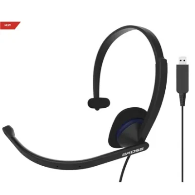 Koss  |  Austiņas  |  CS195 USB  |  Vadu  |  Uz ausīm  |  Mikrofons  |  Melns