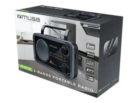 Muse  |  2-bands portable radio  |  M-06DS  |  AUX in  |  Grey