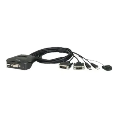 Aten 2-Port USB DVI Cable KVM Switch with Remote Port Selector  |  Aten  |  Remote Port Selector  |  2-Port USB DVI Cable KVM Switch with Remote Port Selector