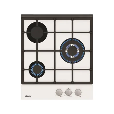 Simfer  |  Built-in Gas on Glass Hob  |  H4.305.HGSBB  |  3 Burners  |  Rotary Controls  |  White