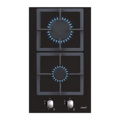 CATA  |  Built-in Gas on Glass Hob  |  SCI 3002 BK  |  2 Burners  |  Rotary Controls  |  Black