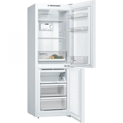 Bosch  |  Serie 2 Refrigerator  |  KGN33NWEB  |  Energy efficiency class E  |  Free standing  |  Combi  |  Height 176 cm  |  No Frost system  |  Fridge net capacity 193 L  |  Freezer net capacity 89 L  |  42 dB  |  White