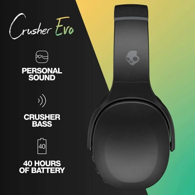 Skullcandy  |  Bezvadu austiņas  |  Crusher Evo  |  Bezvadu  |  Ap ausīm  |  Mikrofons  |  Bezvadu  |  Patiesi melns