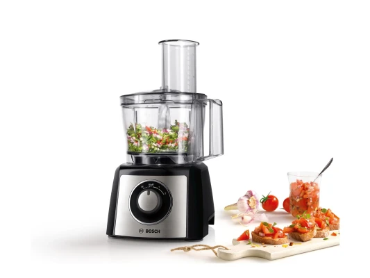 Bosch  |  Food Processor  |  MCM3401M  |  800 W  |  Number of speeds 2  |  Bowl capacity 2.3 L  |  Blender  |  Meat mincer  |  Black / Stainless steel