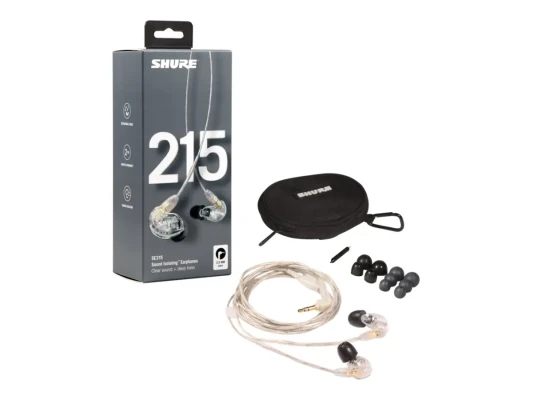 Shure SE215 austiņas, caurspīdīgas  |  Shure