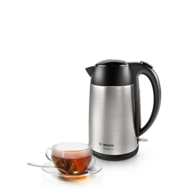 Bosch  |  Kettle  |  DesignLine TWK3P420  |  Electric  |  2400 W  |  1.7 L  |  Stainless steel  |  360° rotational base  |  Stainless steel / Black