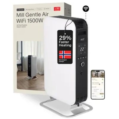 Mill  |  Heater  |  OIL1500WIFI3 GEN3  |  Oil Filled Radiator  |  1500 W  |  Number of power levels 3  |  Suitable for rooms up to 25 m²  |  White / Black