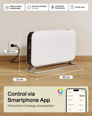 Mill  |  Heater  |  CO1200WIFI3 GEN3  |  Convection Heater  |  1200 W  |  Number of power levels 3  |  Suitable for rooms up to 14-18 m²  |  White  |  N / A