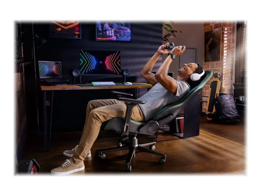 Razer Enki Gaming Chair with Enchanced Customization, Black / Green  |  Razer Ergonomic Gaming Chair Enki EPU Synthetic Leather; Steel; Aluminium  |  Black / Green