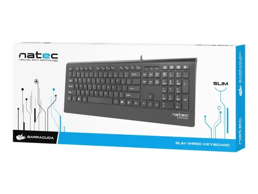 Natec Tastatūra, Barracuda, ASV Izkārtojums, Plāna  |  Natec  |  Tastatūra  |  Barracuda  |  Standarta  |  Vadu  |  ASV  |  Melns  |  529 g