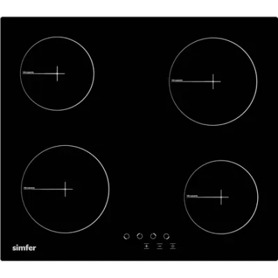 Simfer  |  Встраиваемая стеклокерамическая варочная панель  |  H6.040.DECSP  |  4 зоны нагрева  |  Сенсорное управление  |  Чёрная