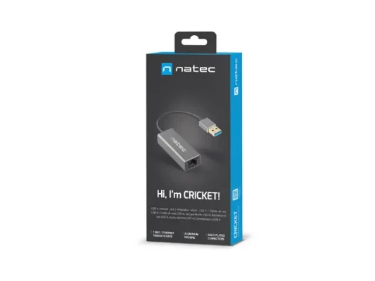 Адаптер Ethernet Natec, Cricket USB 3.0, USB 3.0 к RJ45, Черный  |  Natec  |  Сетевая карта Ethernet  |  NNC-1924 Cricket USB 3.0