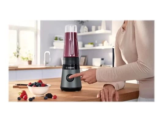 Bosch  |  VitaPower ToGo Smoothie Maker  |  MMB2111S  |  Tabletop  |  450 W  |  Jar material Tritan  |  Jar capacity 0.6 L  |  Ice crushing  |  Silver