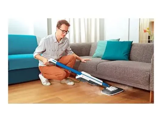 Polti  |  Tvaika mops ar integrētu portatīvo tīrītāju  |  PTEU0305 Vaporetto SV620 Style 2-in-1  |  Jauda 1500 W  |  Tvaika spiediens nav piemērojams bārs  |  Ūdens tvertne 0.5 L  |  Zila / Balta
