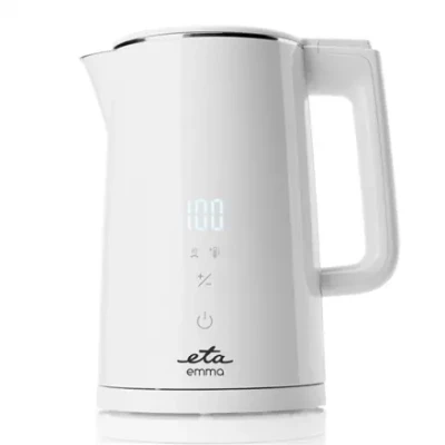 ETA  |  Tējkanna  |  ETA559590010 Emma  |  Elektriskā  |  2200 W  |  1.5 L  |  Nerūsējošais tērauds  |  360° rotējoša pamatne  |  Balta