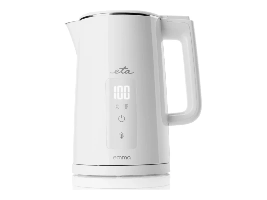 ETA  |  Tējkanna  |  ETA559590010 Emma  |  Elektriskā  |  2200 W  |  1.5 L  |  Nerūsējošais tērauds  |  360° rotējoša pamatne  |  Balta