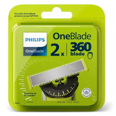 Philips  |  OneBlade Rezerves asmens, 2 gab.  |  QP420 / 50  |  Melns / Zaļš